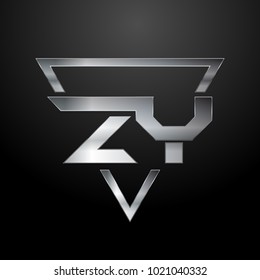 ZY Logo, Metal Logo, Silver Logo, Monogram, Polygon