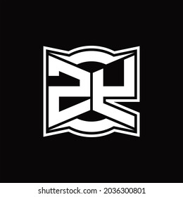 ZY Logo monogram with abstract shape design template on black background