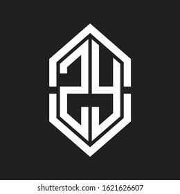 ZY Logo monogram with hexagon shape and outline slice style with black and white