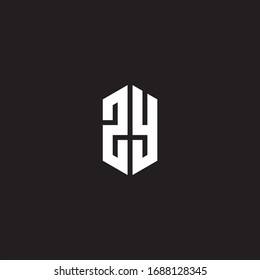 Monograma del logotipo ZY con plantilla de diseño de estilo hexagonal aislado en fondo negro