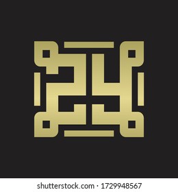 ZY Logo monogram with piece line art design template