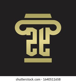 ZY Logo monogram with pillar style design template with gold colors