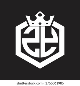 ZY Logo monogram rounded by hexagon shape with crown design template