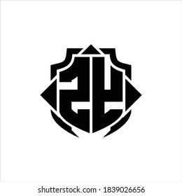 ZY Logo monogram with shield line and 3 arrows shape design template on white background