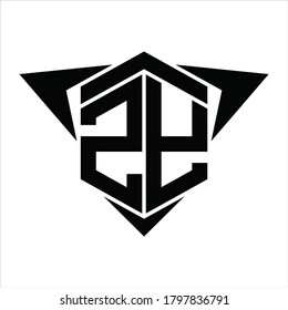 ZY Logo monogram with wings arrow around design template on white background