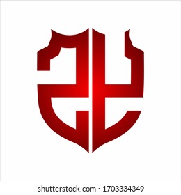 ZY Logo Shield style Monogram design template with red colors on white background