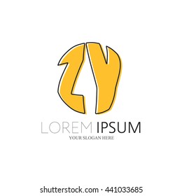 ZY Logo. Vector Graphic Sphere Branding Letter Element. White Background