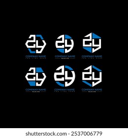 ZY minimalist and classic logo set design. ZY monogram polygonal and circle shape vector. ZY unique design.
