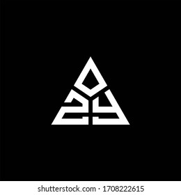 ZY monogram logo with 3 pieces shape isolated on triangle design template
