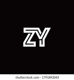 ZY monogram logo with abstract line design template