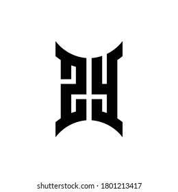 ZY monogram logo with curved side design template