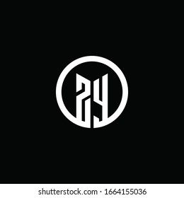 Logotipo ZY monograma aislado con un círculo giratorio