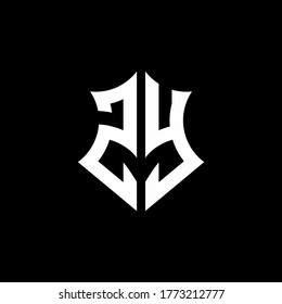 ZY monogram logo with a sharp shield style design template