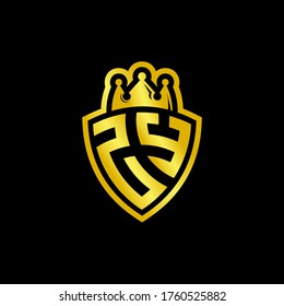 Logo de ZY monograma con plantilla de diseño de estilo de escudo y corona aislado en fondo negro