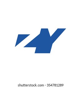 ZY negative space letter logo blue