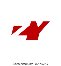 ZY negative space letter logo red