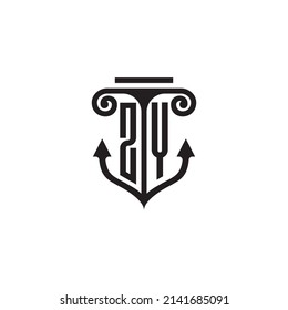 ZY pillar and anchor combination concept logo in high quality design