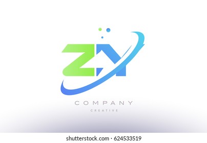 zy z y alphabet green blue swoosh letter company logo vector icon design template