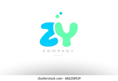 ZY Z Y alphabet letter blue green logo vector creative company icon design template modern dots