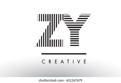 ZY Z Y Black and White Letter Logo Design with Vertical and Horizontal Lines.