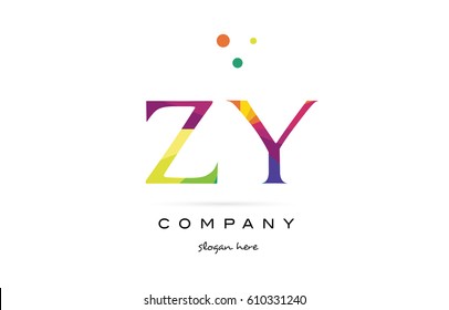 zy z y  creative rainbow colors colored alphabet company letter logo design vector icon template
