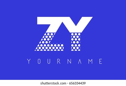 ZY Z Y Dotted Pattern Letter Logo Design Vector with Blue Background.