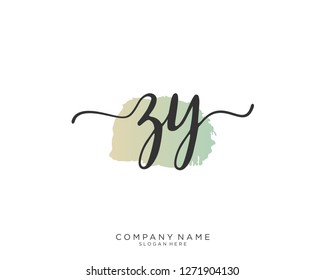ZY Z Y Initial handwriting logo vector