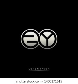 ZY Z Y initial letter linked circle capital monogram logo modern template silver color edition
