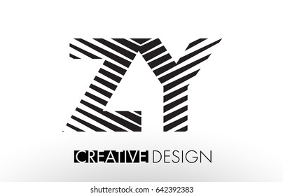 ZY Z Y Lines Letter Design with Creative Elegant Zebra Vector Illustration.
