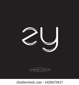 zy z y Logo Initial Letter Split Lowercase Modern Monogram Template Design