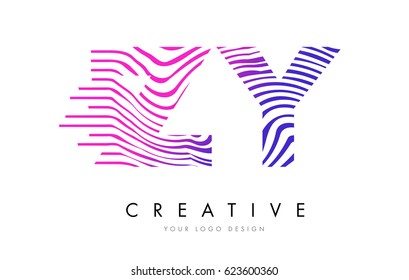 ZY Z Y Zebra Letter Logo Design with Black and White Stripes Vector