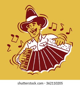 Zydeco Accordion Player Vector Icon