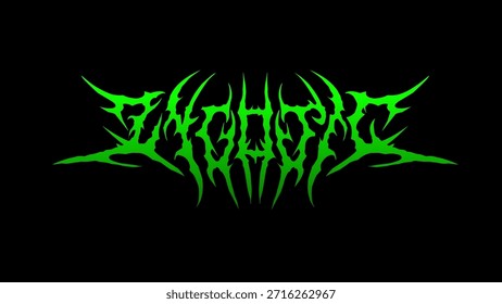 Vetor de tipografia de metal zigótico em uma simetria afiada, letras de estilo tribal, perfeito para logotipos de banda, impressões de t-shirt, adesivos, ou cartazes temáticos escuros