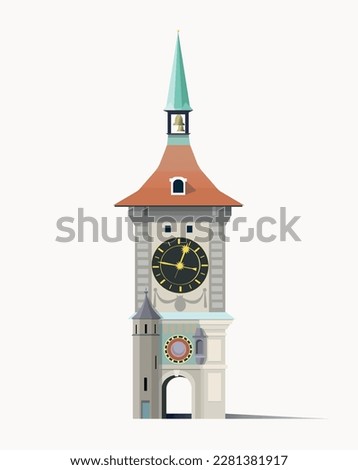 Zytglogge - clock tower with astronomical clock in Bern (Switzerland). Vector illustration