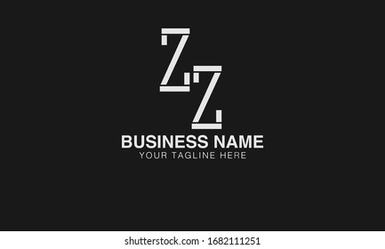 zz block Unique Minimal Style golden and black colour initial based logo design vector illustrator