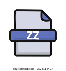 ZZ file format icon. Flat color design. Vector illustration.