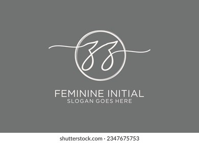 Logo de escritura a mano ZZ con el logotipo de vector de plantilla de círculo de la firma inicial, boda, moda, floral y botánica con plantilla creativa.