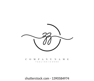 ZZ initial handwriting logo template vector