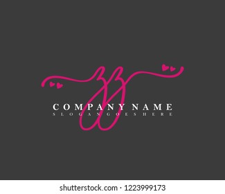 ZZ Initial handwriting logo vector