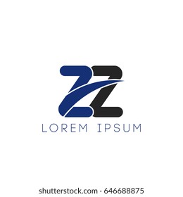 zz initial letter uppercase logo blue and black