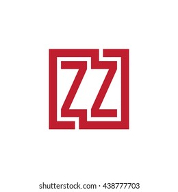 ZZ initial letters looping linked square logo red