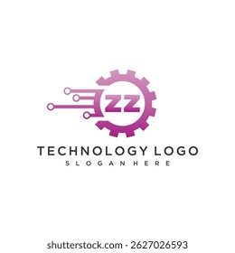 ZZ initial monogram for technology logo design