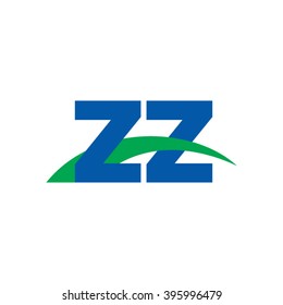ZZ initial overlapping swoosh letter logo blue green