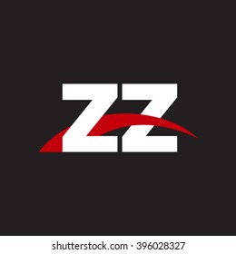 ZZ initial overlapping swoosh letter logo white red black background