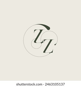 ZZ letter elegant line concept feminine wedding style beautifull monogram initial