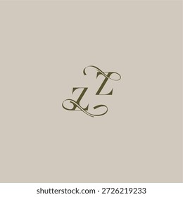 ZZ letter initial in luxurious logomark concept feminine elegant style design wedding monogram logo