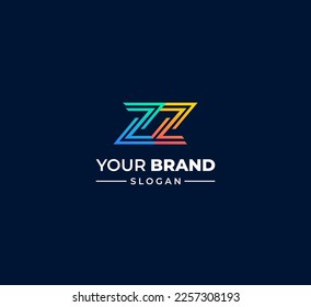 Elementos de plantilla de diseño de logotipo de letras ZZ. Logo de la letra digital abstracta moderna. Ilustración vectorial. Colorido logo de ZZ.