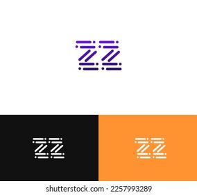 Elementos de plantilla de diseño de logotipo de letras ZZ. Logo de la letra digital abstracta moderna. Ilustración vectorial.