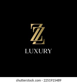 ZZ Letter Logo. Gold Letter Design Vector with Golden Luxury Colors and Monogram Design.