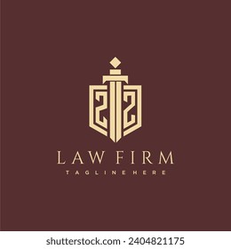 ZZ letter monogram for law firm with sword and shield logo image